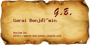 Garai Benjámin névjegykártya